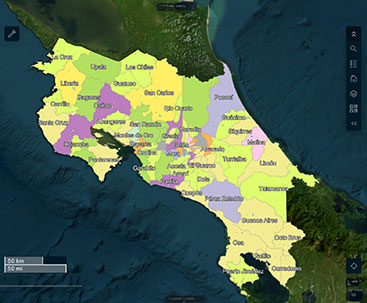  tablero presenta datos estadísticos sobre los Planes Reguladores de Costa Rica.